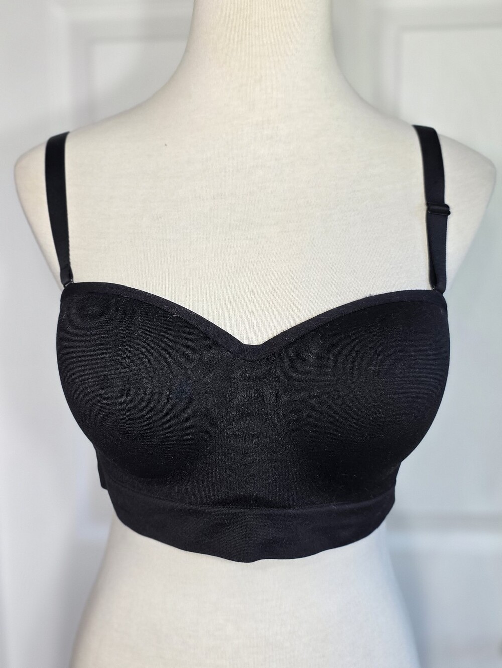 Convertable Strapless Everyday Seamless Longline Bra Black Women's Plus Size XXL